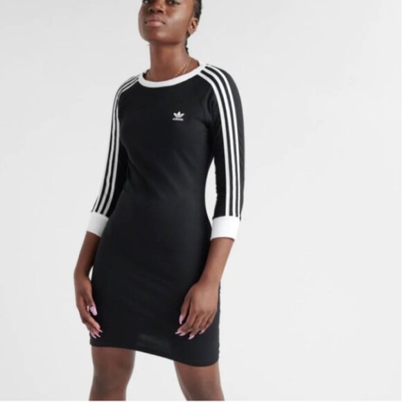 Adidas Women's 3 Stripes Dress Black - Picture 7 of 12